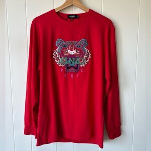 Red Tiger Embroidered Long Sleeve Shirt | Size Large